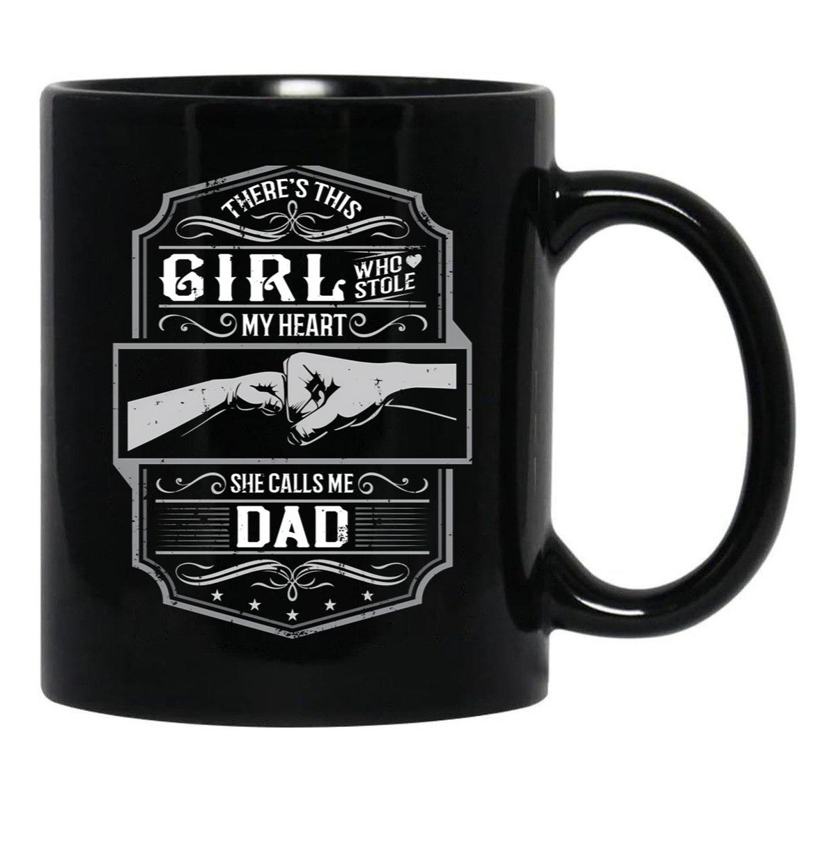 This Girl Stole My Heart She Calls Me Dad Black Gift Coffee Mug - Black