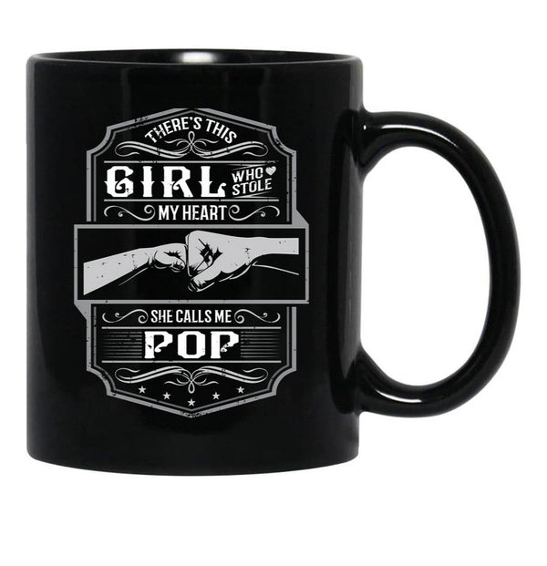 This Girl Stole My Heart She Calls Me Pop Black Gift Coffee Mug - Black