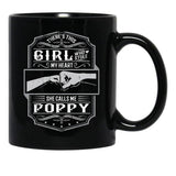 This Girl Stole My Heart She Calls Me Poppy Black Gift Coffee Mug - Black
