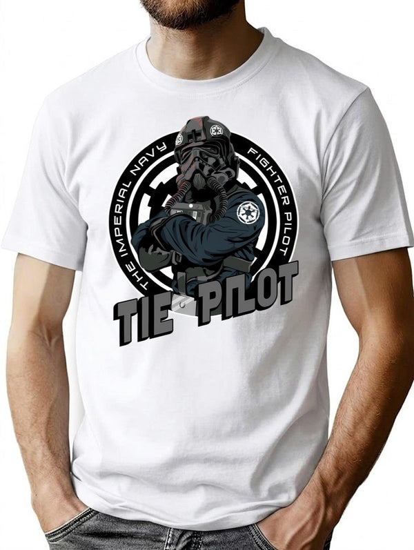 Tie Pilot Crest T-Shirt for Men & Women, T-Shirts Graphic Tee - White