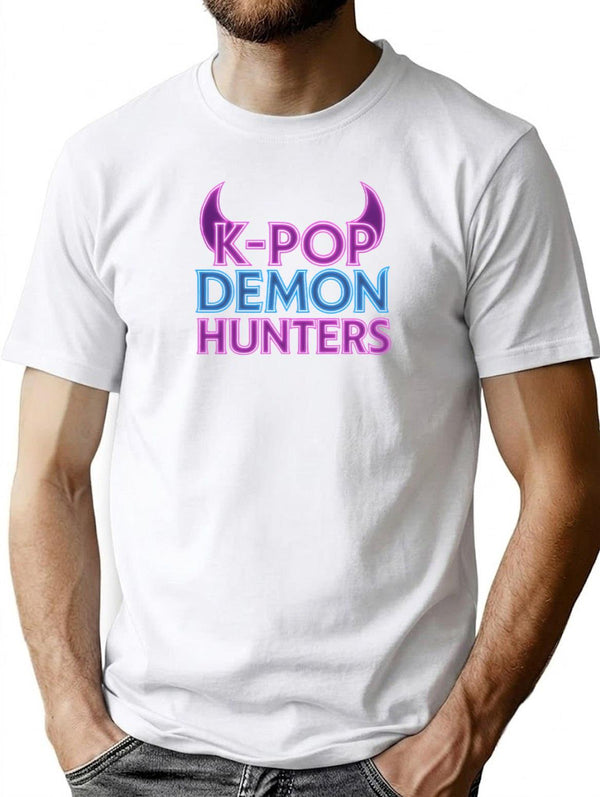 Title K-Pop Demon Hunters Icon Of Neon Power T-Shirt for Men & Women, T-Shirts Graphic Tee - White