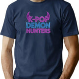 Title K-Pop Demon Hunters Icon Of Neon Power T-Shirt for Men & Women, T-Shirts Graphic Tee - Navy