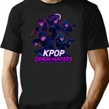 Title K-Pop Demon Hunters The Squad In Action T-Shirt for Men & Women, T-Shirts Graphic Tee - Black