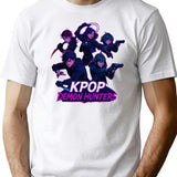 Title K-Pop Demon Hunters The Squad In Action T-Shirt for Men & Women, T-Shirts Graphic Tee - White