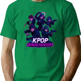 Title K-Pop Demon Hunters The Squad In Action T-Shirt for Men & Women, T-Shirts Graphic Tee - Green