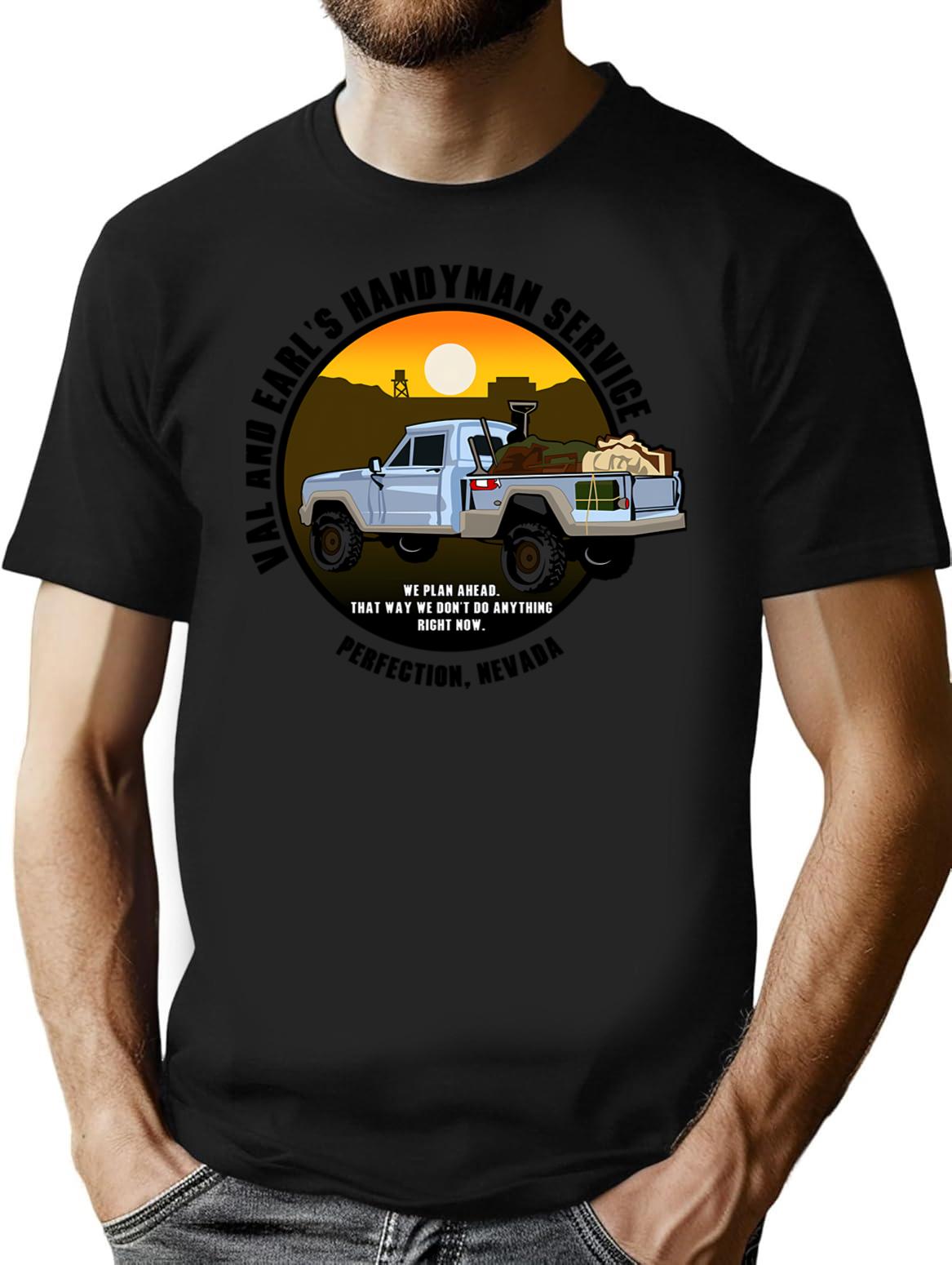 Tremors Tremors-Val And Earl_S Handyman Service T-Shirt for Men & Women, T-Shirts Graphic Tee - Black