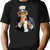 Uncle Sam Has Something To Tell You Minimalist Graphic T-Shirt - Unisex Streetwear Tee - Black
