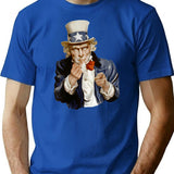Uncle Sam Has Something To Tell You Minimalist Graphic T-Shirt - Unisex Streetwear Tee - Blue