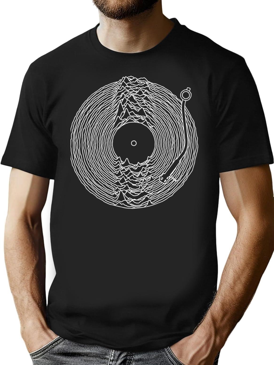 Unknown Pleasures Vinyl Record Minimalist Graphic T-Shirt - Unisex Streetwear Tee - Black