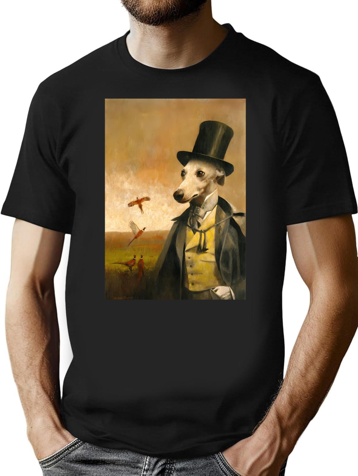 Victorian Whippet Minimalist Graphic T-Shirt - Unisex Streetwear Tee - Black