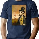 Victorian Whippet Minimalist Graphic T-Shirt - Unisex Streetwear Tee - Navy
