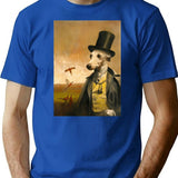Victorian Whippet Minimalist Graphic T-Shirt - Unisex Streetwear Tee - Blue