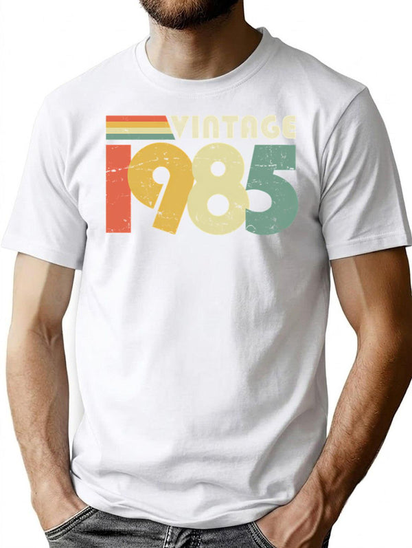 Vintage 1985 40Th Birthday Gift Distressed Design T-Shirt for Men & Women, T-Shirts Graphic Tee - White