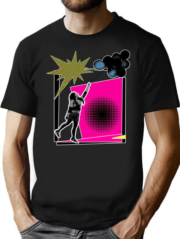 Vintage 90S Pop Art Ballon Girl Minimalist Graphic T-Shirt - Unisex Streetwear Tee - Black