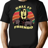 Vintage Anton Chigurh Call It Friendo Minimalist Graphic T-Shirt - Unisex Streetwear Tee - Black