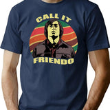 Vintage Anton Chigurh Call It Friendo Minimalist Graphic T-Shirt - Unisex Streetwear Tee - Navy