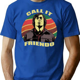 Vintage Anton Chigurh Call It Friendo Minimalist Graphic T-Shirt - Unisex Streetwear Tee - Blue