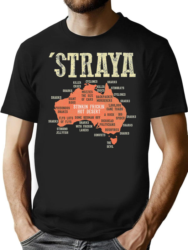 Vintage Aussie Day Straya Australia Map G_X27_Day Mate Outback Essential T-Shirt for Men & Women, T-Shirts Graphic Tee - Black