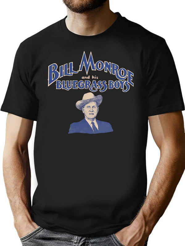 Vintage Bill Monroe Logo T-Shirt for Men & Women, T-Shirts Graphic Tee - Black