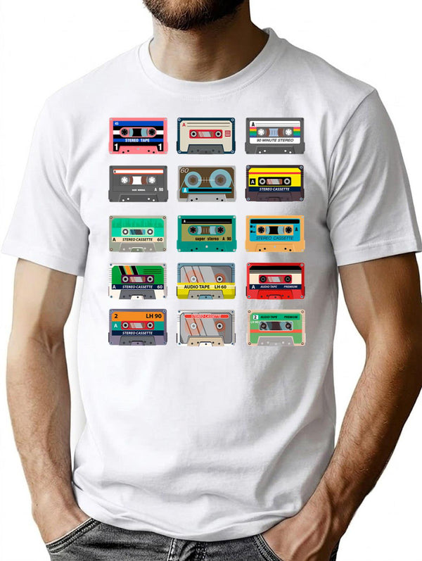 Vintage Cassette Retro Minimalist Graphic T-Shirt - Unisex Streetwear Tee - White