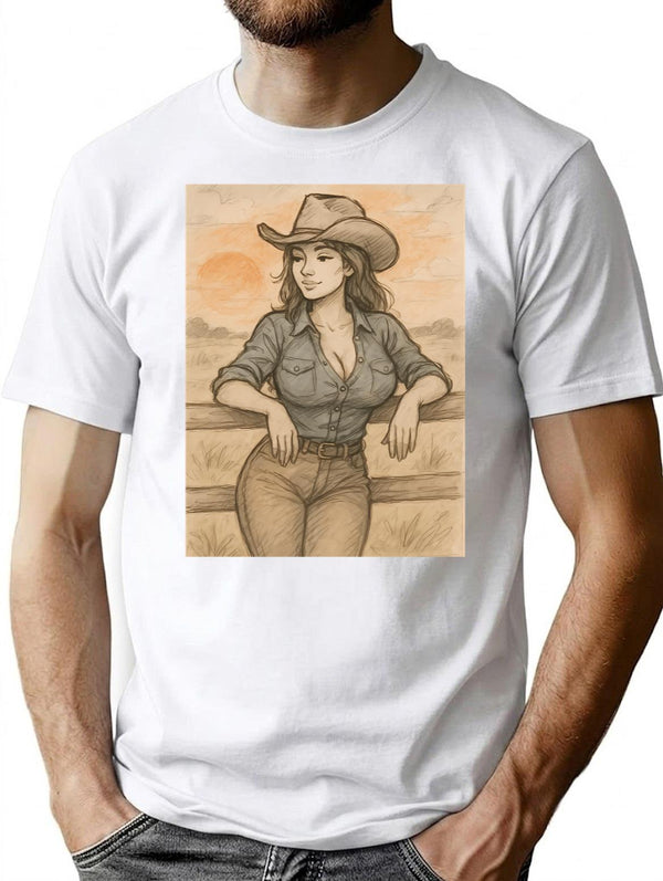 Vintage Cowgirl State Of Mind T-Shirt for Men & Women, T-Shirts Graphic Tee - White
