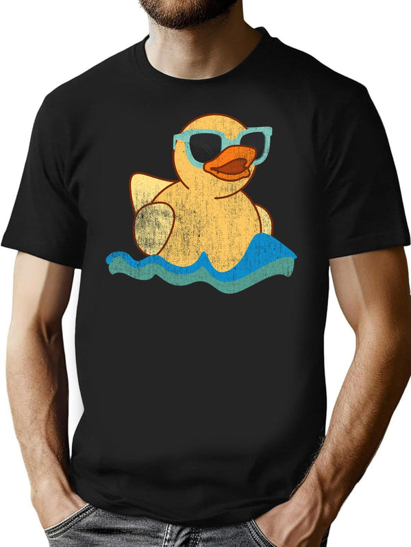 Vintage Cute Yellow Rubber Duckling Art Of Zoo Bath Toy Rubber Duck Ducky T-Shirt for Men & Women, T-Shirts Graphic Tee - Black