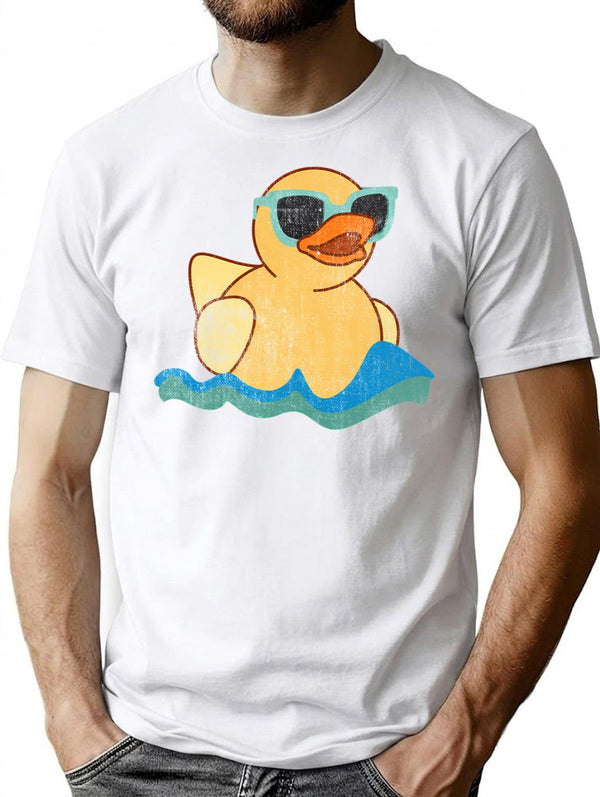 Vintage Cute Yellow Rubber Duckling Art Of Zoo Bath Toy Rubber Duck Ducky T-Shirt for Men & Women, T-Shirts Graphic Tee - White