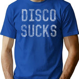 Vintage Disco Sucks Minimalist Graphic T-Shirt - Unisex Streetwear Tee - Blue