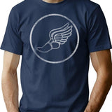 Vintage Distressed Running Minimalist Graphic T-Shirt - Unisex Streetwear Tee - Navy