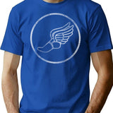 Vintage Distressed Running Minimalist Graphic T-Shirt - Unisex Streetwear Tee - Blue