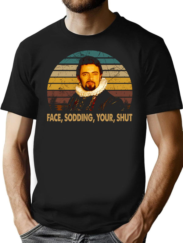 Vintage Face Sodding Your Shut Arts Minimalist Graphic T-Shirt - Unisex Streetwear Tee - Black