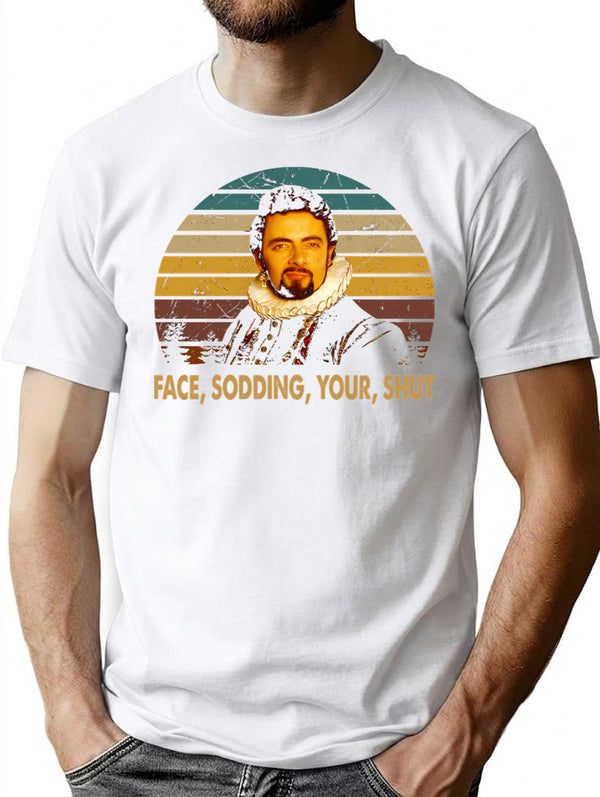 Vintage Face Sodding Your Shut Arts Minimalist Graphic T-Shirt - Unisex Streetwear Tee - White