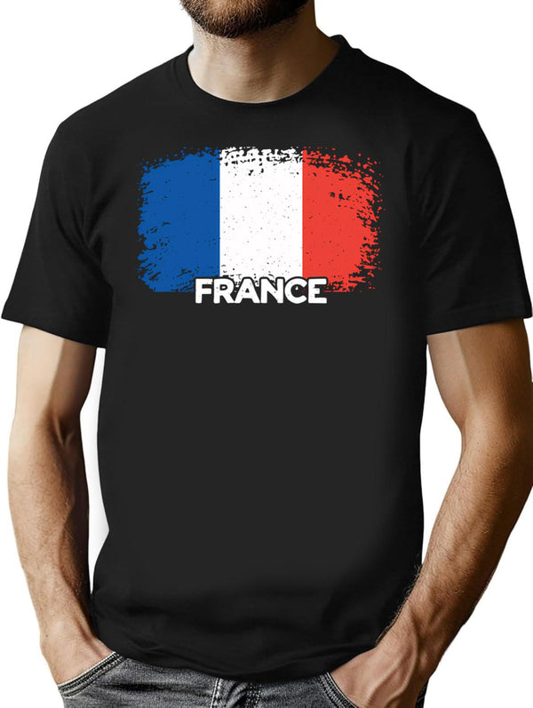 Vintage French France Flag Pride Soccer Football Jersey Minimalist Graphic T-Shirt - Unisex Streetwear Tee - Black