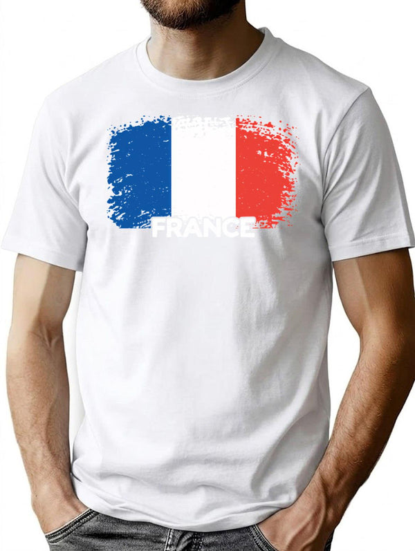 Vintage French France Flag Pride Soccer Football Jersey Minimalist Graphic T-Shirt - Unisex Streetwear Tee - White