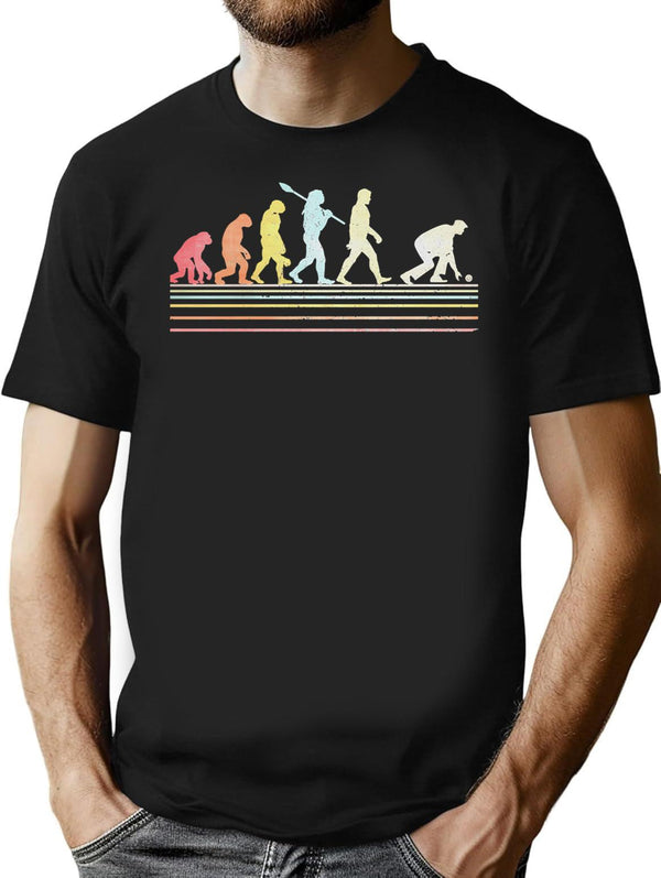 Vintage Funny Lawn Bowls Evolution Of Man Essential T-Shirt for Men & Women, T-Shirts Graphic Tee - Black