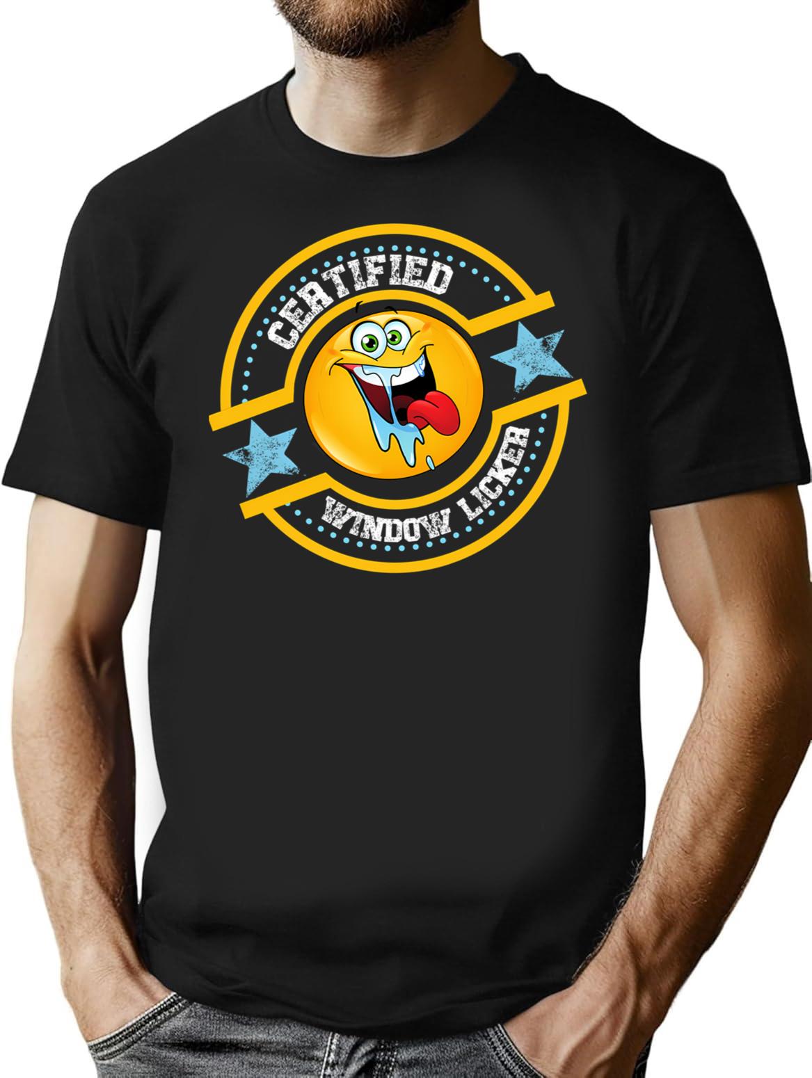 Vintage Funny Window Licker Lips Minimalist Graphic T-Shirt - Unisex Streetwear Tee - Black