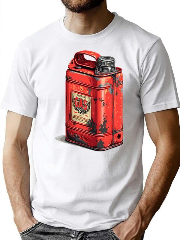 Vintage Gas Can T-Shirt for Men & Women, T-Shirts Graphic Tee - White