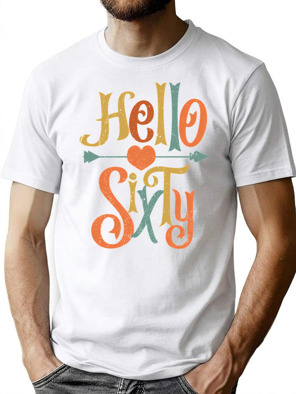 Vintage Hello Sixty 60Th Birthday Gift T-Shirt for Men & Women, T-Shirts Graphic Tee - White