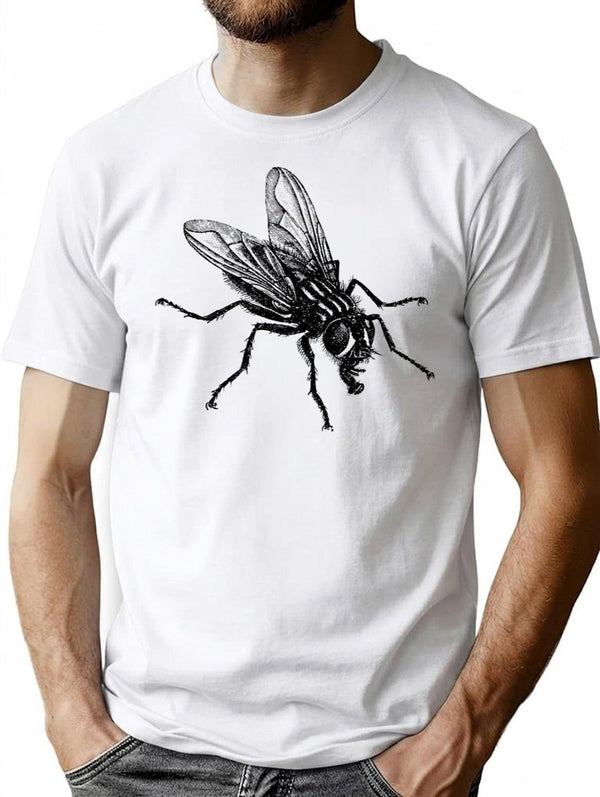 Vintage Housefly Minimalist Graphic T-Shirt - Unisex Streetwear Tee - White