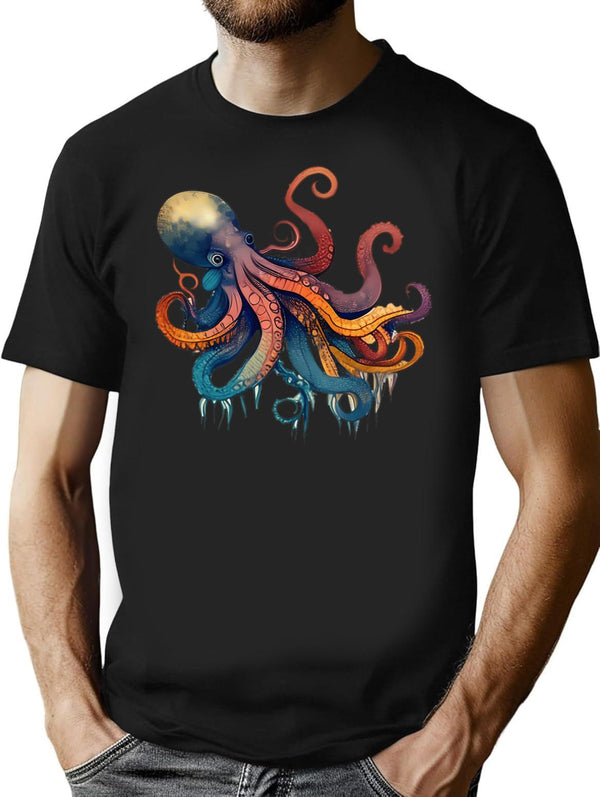 Vintage Octopus T-Shirt for Men & Women, T-Shirts Graphic Tee - Black
