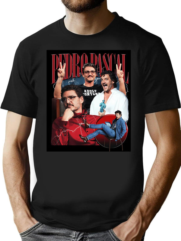 Vintage Pedro Pascal Bootleg Minimalist Graphic T-Shirt - Unisex Streetwear Tee - Black