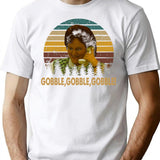 Vintage Planes Trains And Automobiles Films - Gobble Gobble Gobble Minimalist Graphic T-Shirt - Unisex Streetwear Tee - White