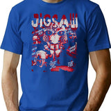 Vintage Retro Jigsaw Saw Movie T-Shirt for Men & Women, T-Shirts Graphic Tee - Blue