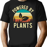 Vintage Retro Powered By Plants Vegan Minimalist Graphic T-Shirt - Unisex Streetwear Tee - Black