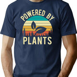 Vintage Retro Powered By Plants Vegan Minimalist Graphic T-Shirt - Unisex Streetwear Tee - Navy