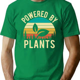 Vintage Retro Powered By Plants Vegan Minimalist Graphic T-Shirt - Unisex Streetwear Tee - Green