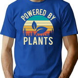 Vintage Retro Powered By Plants Vegan Minimalist Graphic T-Shirt - Unisex Streetwear Tee - Blue