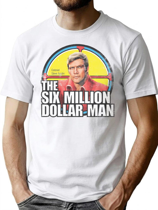 Vintage Retro Six Million Dollar Man T-Shirt for Men & Women, T-Shirts Graphic Tee - White