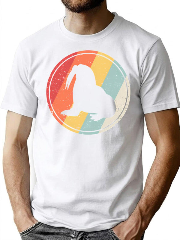 Vintage Retro Walrus Minimalist Graphic T-Shirt - Unisex Streetwear Tee - White