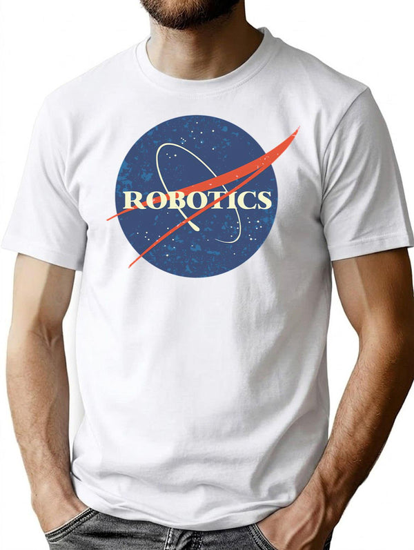 Vintage Robotics Minimalist Graphic T-Shirt - Unisex Streetwear Tee - White